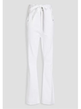 NWT Veronica Beard Belted High-Rise Bootcut White Jeans